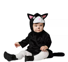 Costume da gatta nera con cappuccio e coda per bambino