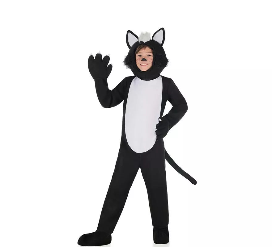 Translation missing: es.Disfraz de Gato Peludo negro y blanco para niños