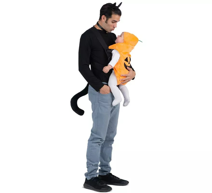Translation missing: it.Disfraz de Gato y Calabaza con cubremochila para adulto y bebé