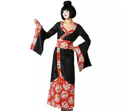 Costume da Geisha classico nero e rosso per donna