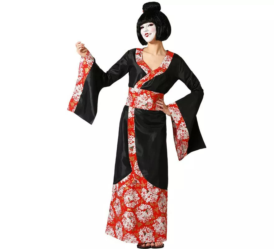 Translation missing: it.Disfraz de Geisha clásica negro y rojo para mujer