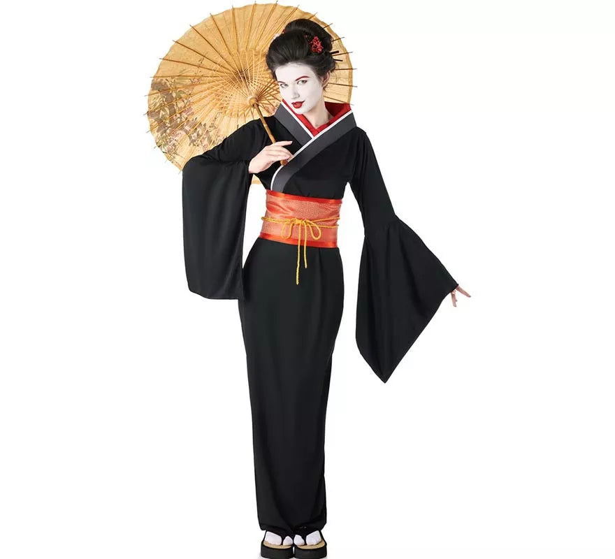 Translation missing: it.Disfraz de Geisha negro y rojo para mujer