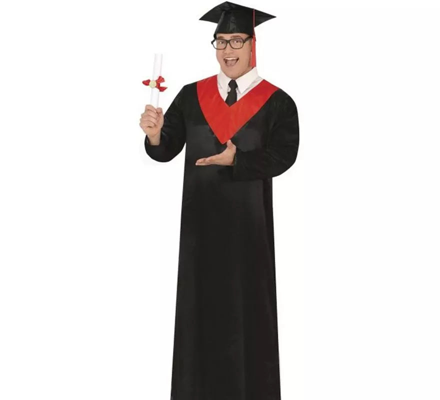 Translation missing: it.Disfraz de Graduado negro y rojo adulto