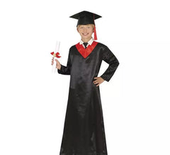 Costume da laureato rosso e nero per bambini e ragazzi