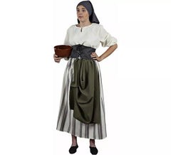 Costume da contadina medievale verde e bianco per donna
