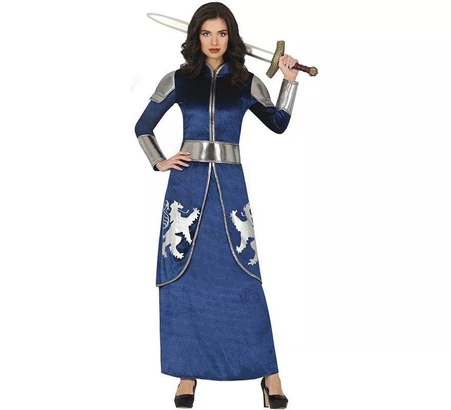 Translation missing: it.Disfraz de Guerrera Medieval azul y plateado para mujer