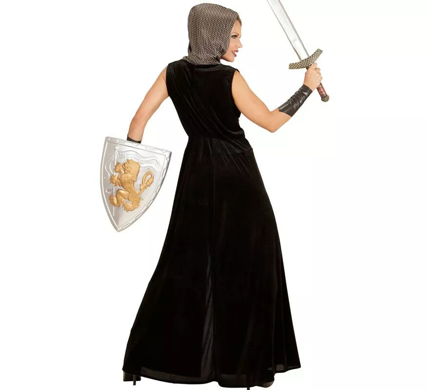 Translation missing: it.Disfraz de Guerrera Medieval negro con capucha para mujer