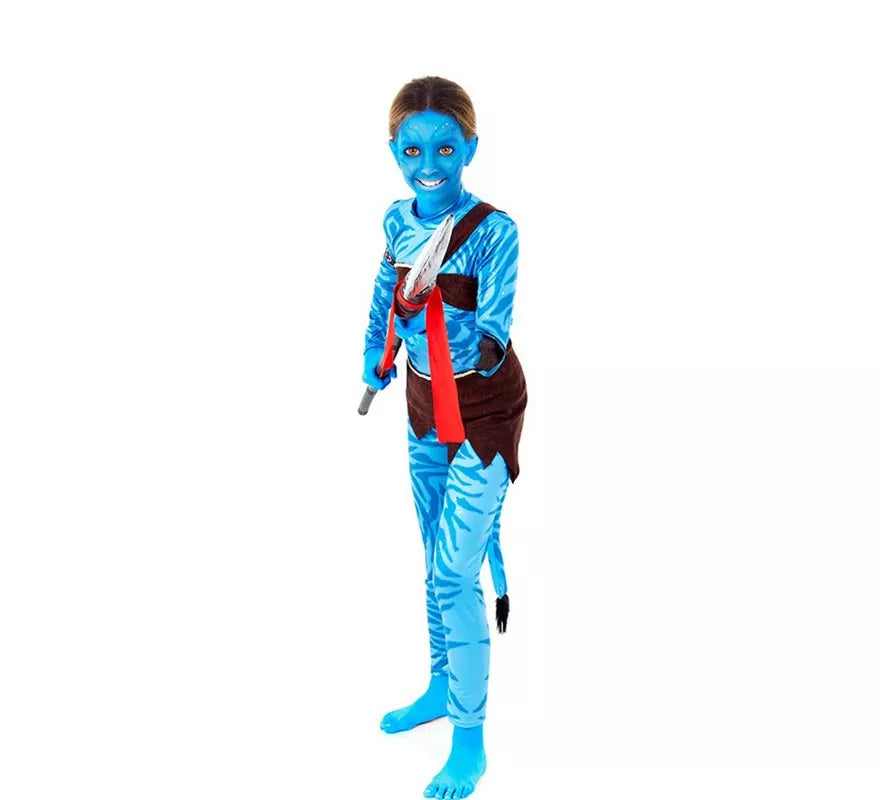 Disfraz de Guerrera Tribal azul para niña