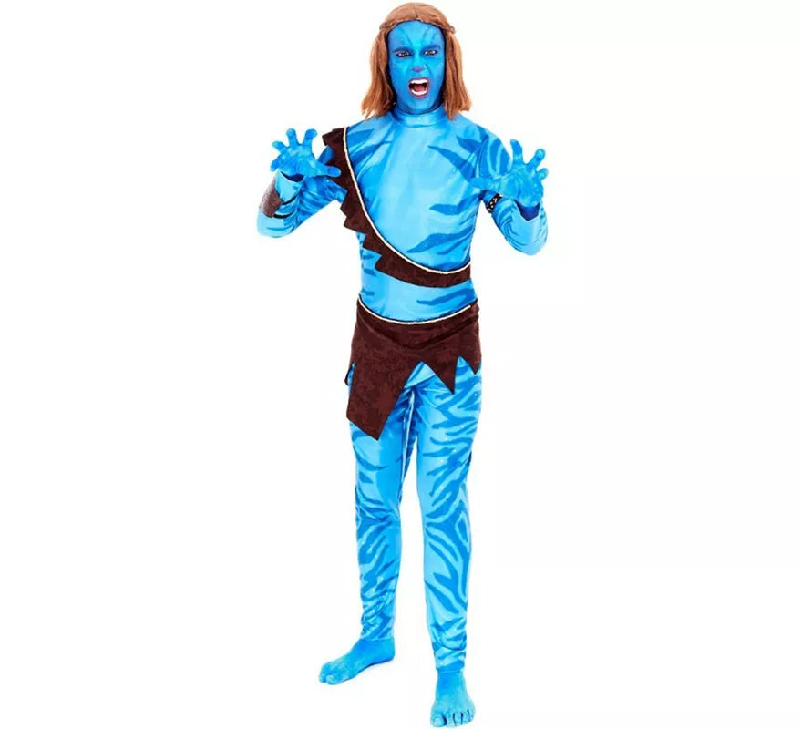 Disfraz de Guerrero Tribal azul para hombre