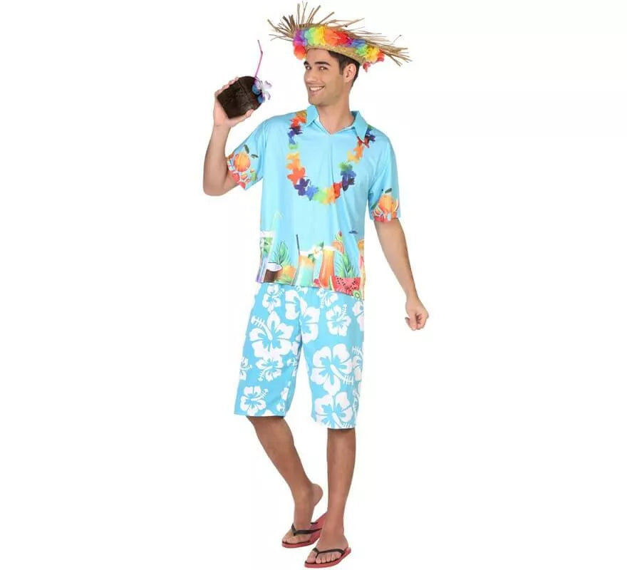 Translation missing: it.Disfraz de Hawaiano azul para hombre