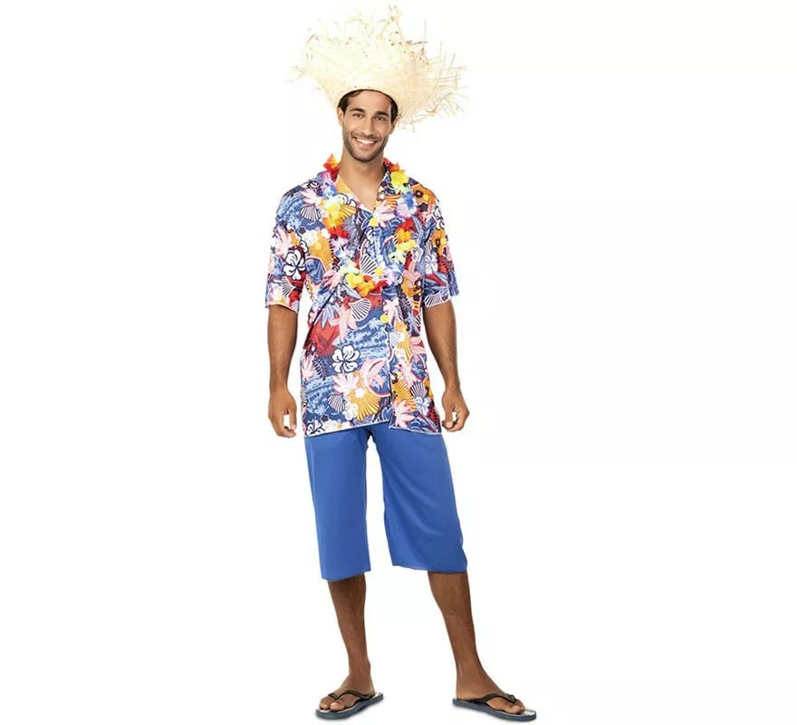 Translation missing: it.Disfraz de Hawaiano Azul para hombre