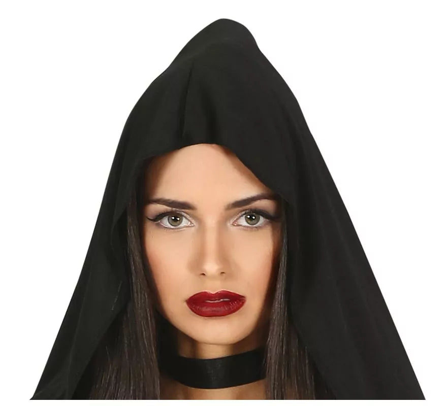 Translation missing: es.Disfraz de Hechicera Satánica Negra con capucha para mujer