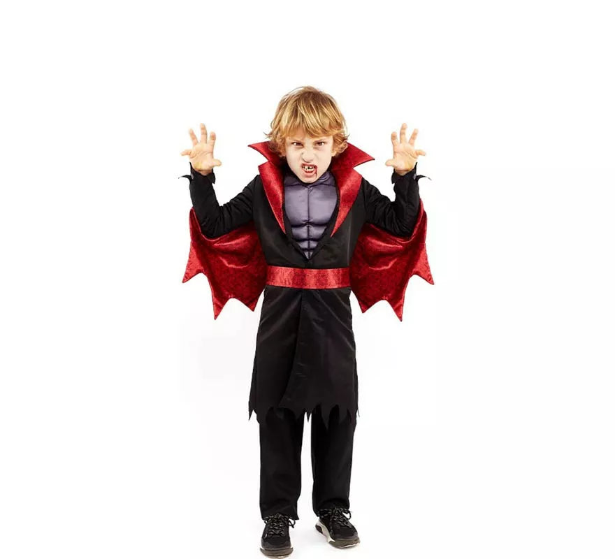 Translation missing: es.Disfraz de Héroe Vampiro negro y rojo para niño y adolescente