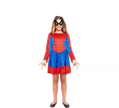 Costume da eroina ragno blu e rosso per bambina