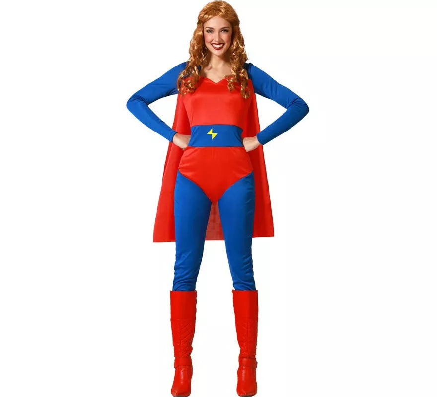 Translation missing: es.Disfraz de Heroína de Cómic rojo y azul para mujer