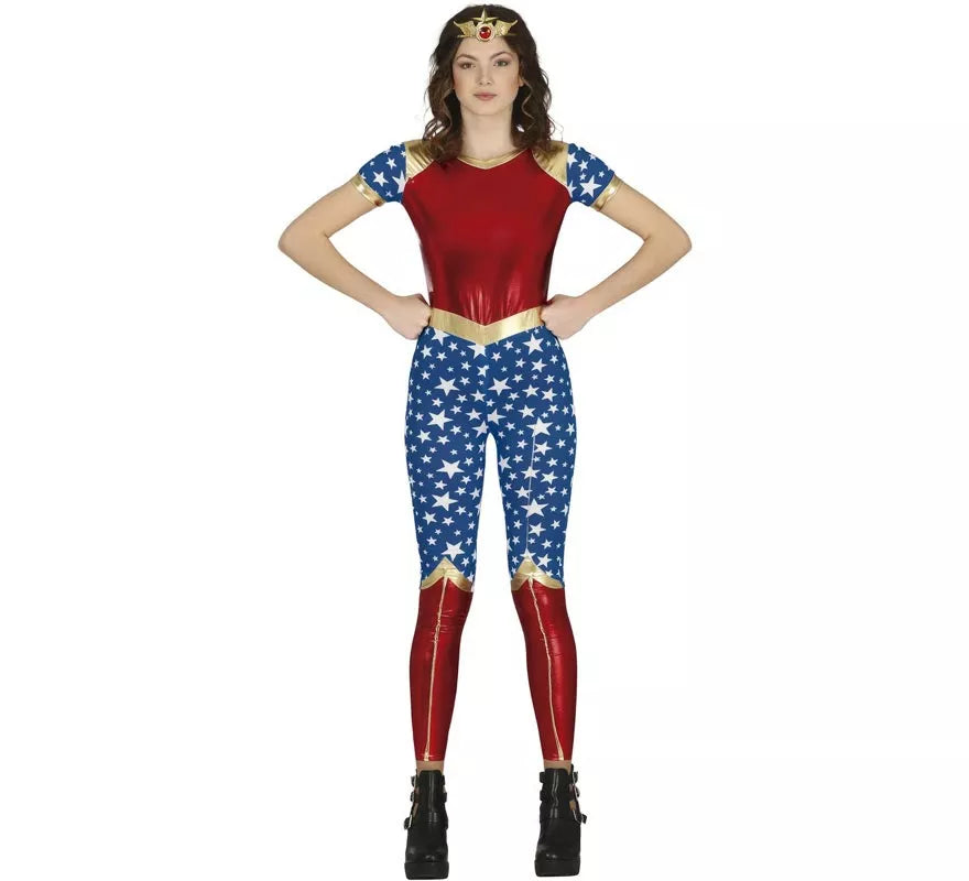 Translation missing: it.Disfraz de Heroína Estrella rojo y azul para adolescente