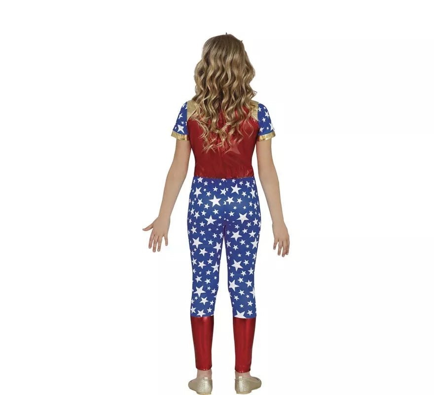 Translation missing: it.Disfraz de Heroína Estrella rojo y azul para niña