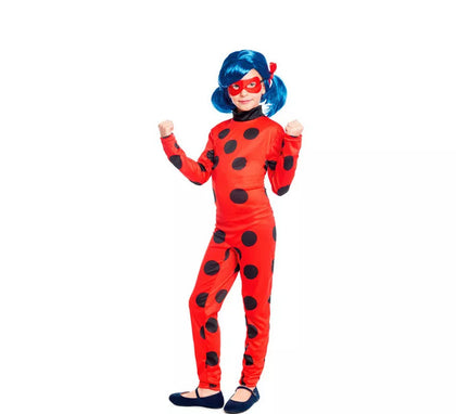 Disfraz de Heroína Lunares Rojo y Negro para niña