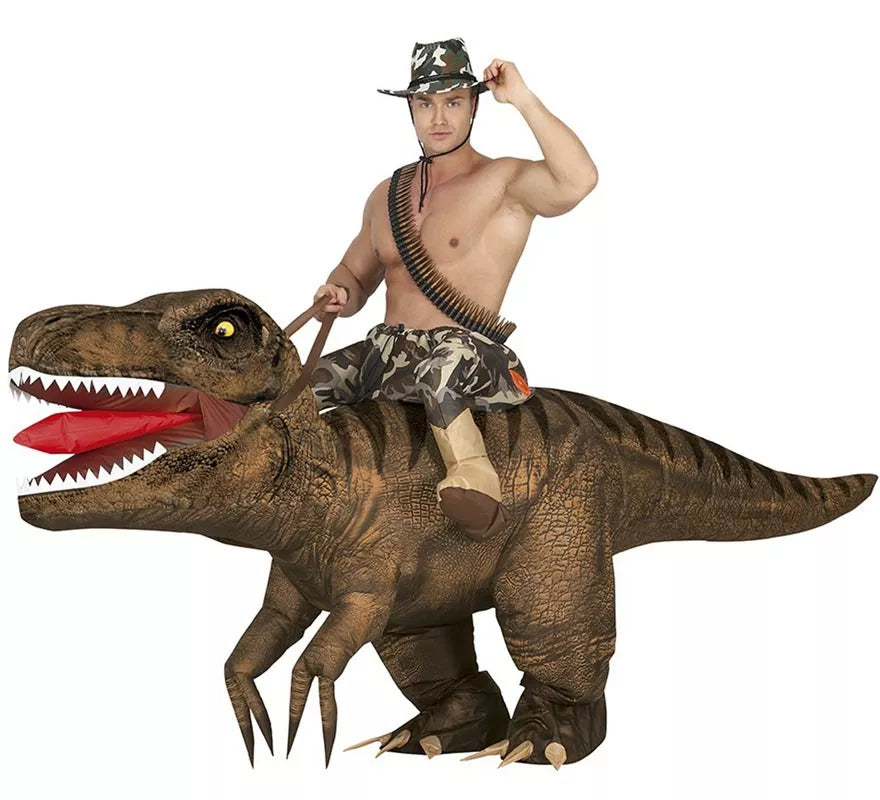 Translation missing: it.Disfraz de Hinchable Dinosaurio Montado para adultos