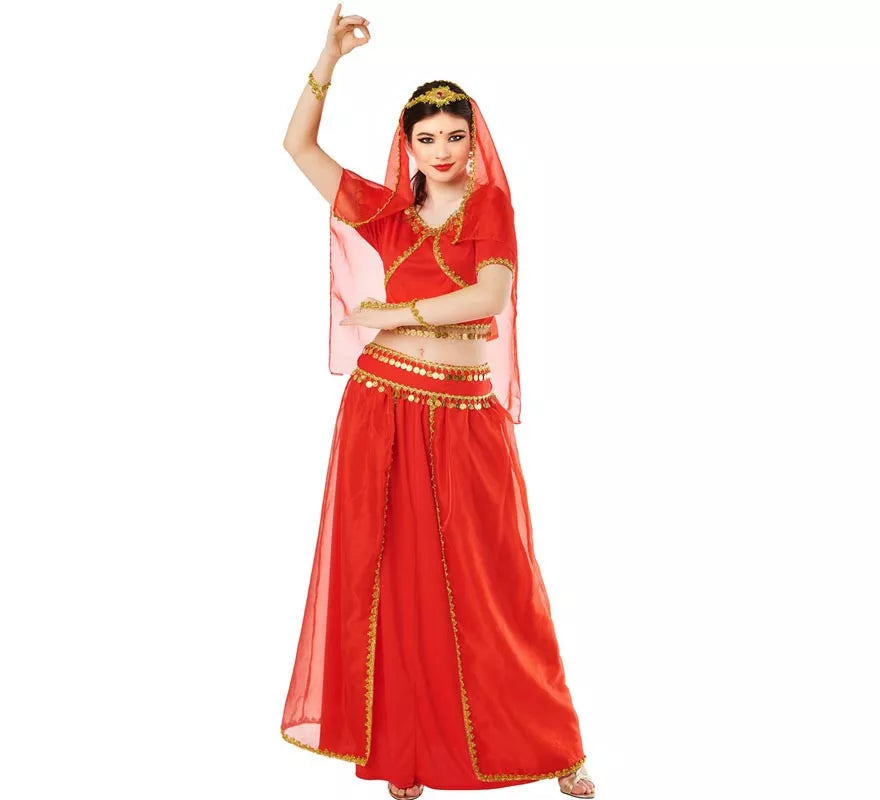 Translation missing: it.Disfraz de Hindú Bollywood rojo vibrante para mujer