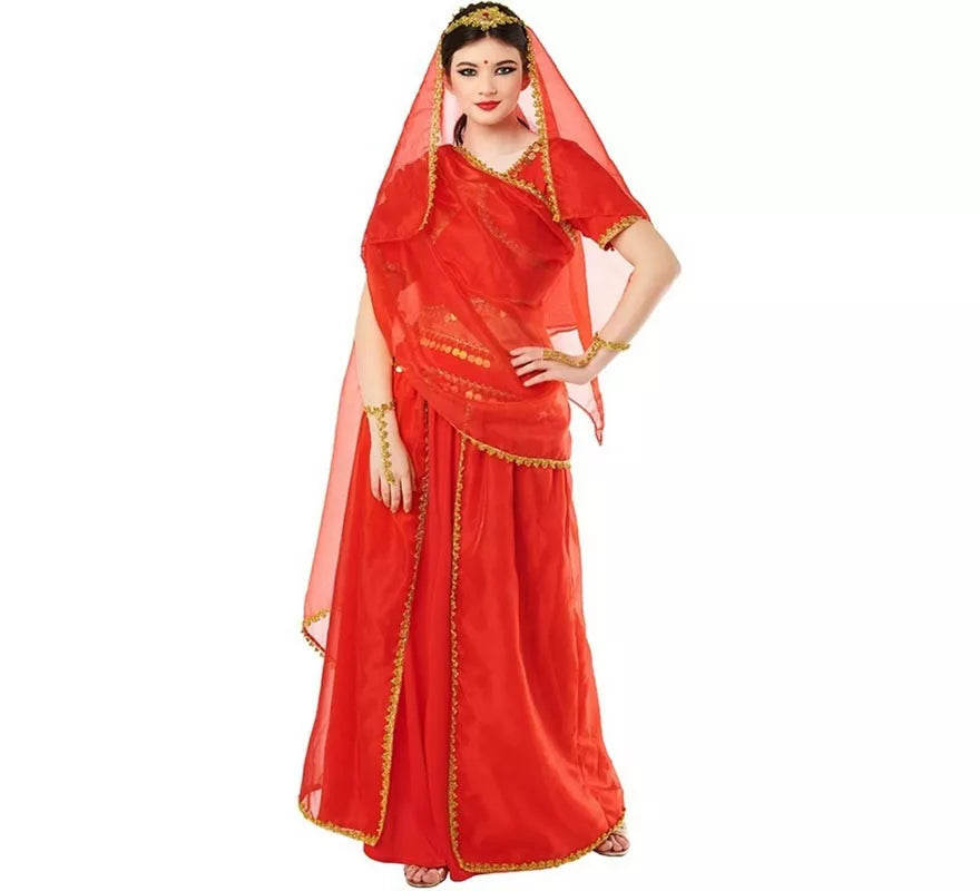 Translation missing: it.Disfraz de Hindú Bollywood rojo vibrante para mujer