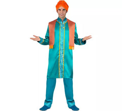 Disfraz de Hindú Elegante azul y naranja para hombre