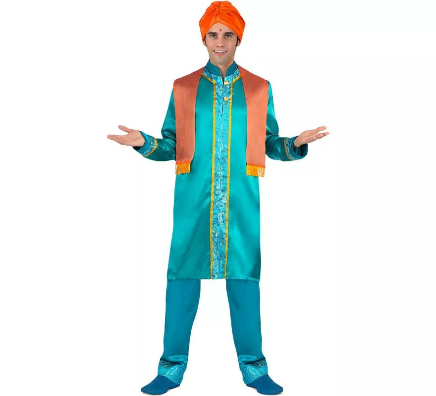 Translation missing: it.Disfraz de Hindú Elegante azul y naranja para hombre