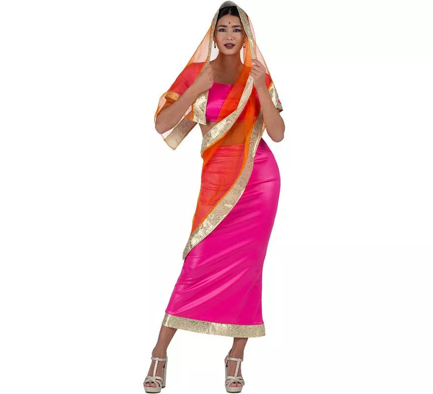 Translation missing: it.Disfraz de Hindú Elegante fucsia y naranja para mujer