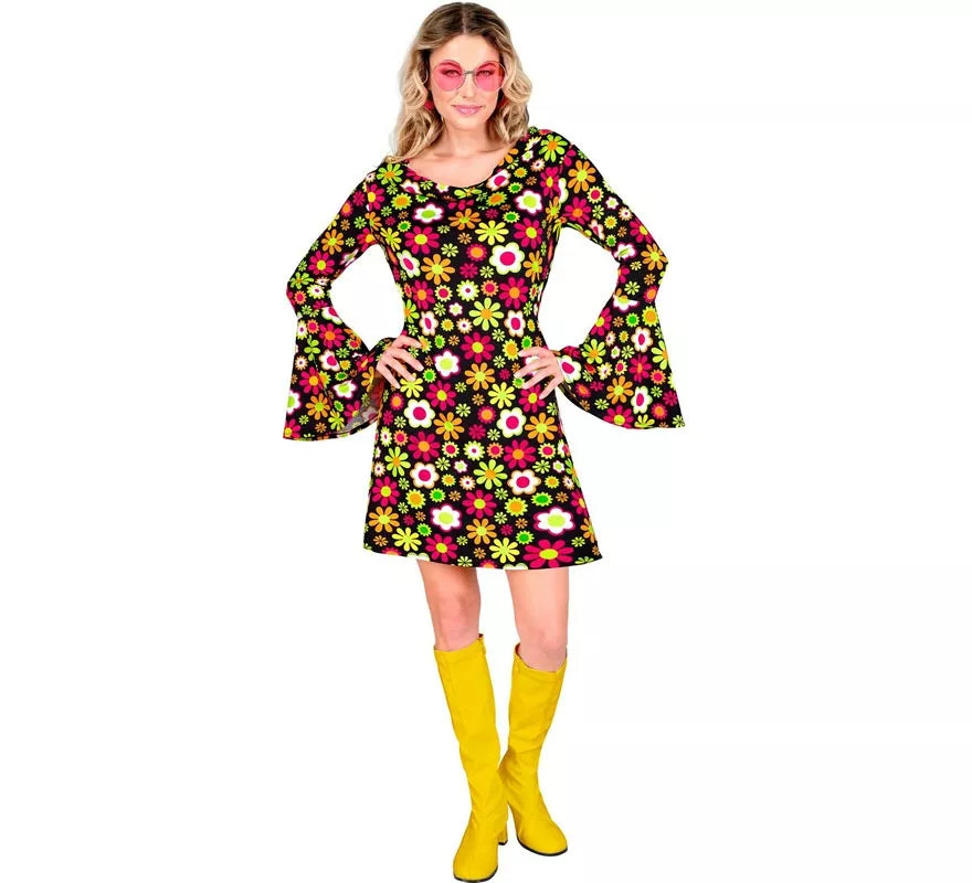 Translation missing: es.Disfraz de Hippie años 60 Floral oscuro para mujer
