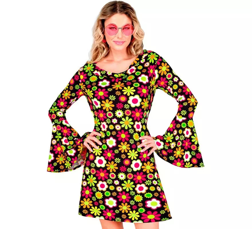 Translation missing: it.Disfraz de Hippie años 60 Floral oscuro para mujer