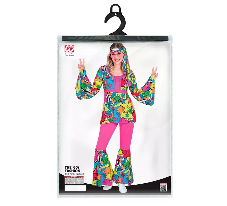Translation missing: es.Disfraz de Hippie años 60 Flores de caricatura para mujer
