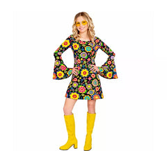 Costume da hippie alla moda con fiori anni '60 per donna