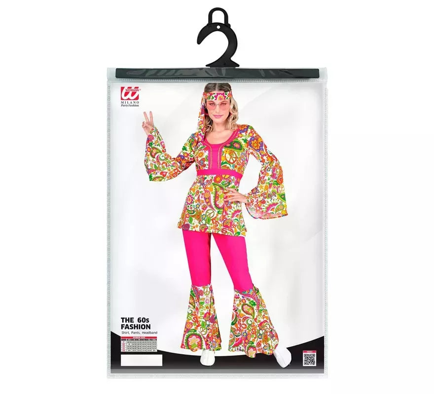 Translation missing: it.Disfraz de Hippie años 60 Flores fucsia para mujer