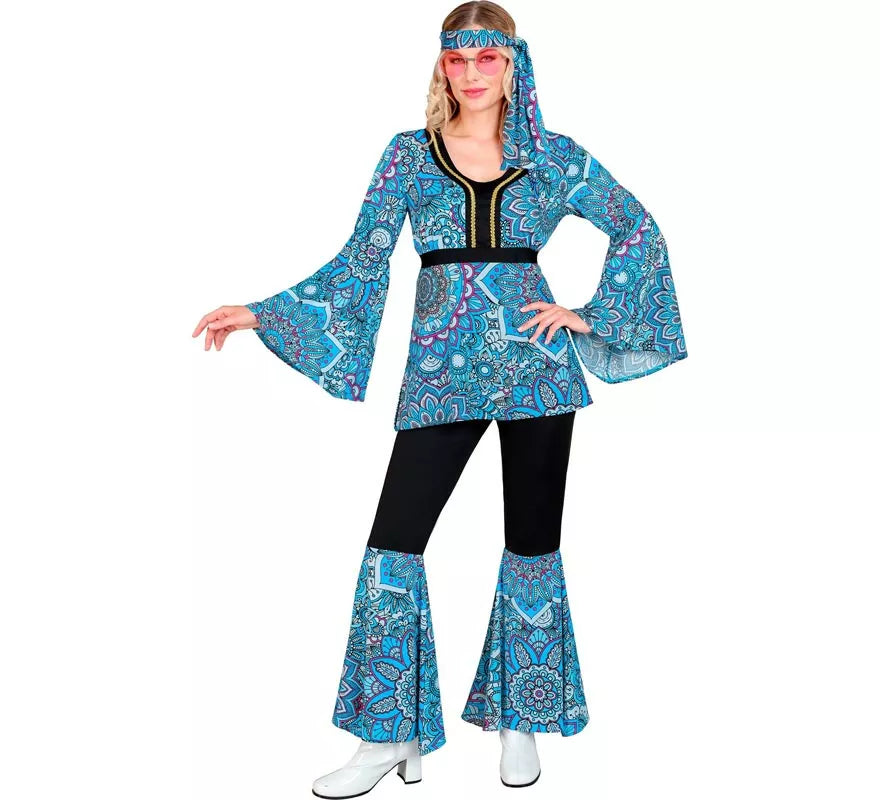 Translation missing: es.Disfraz de Hippie años 60 Mandala azul oscuro para mujer