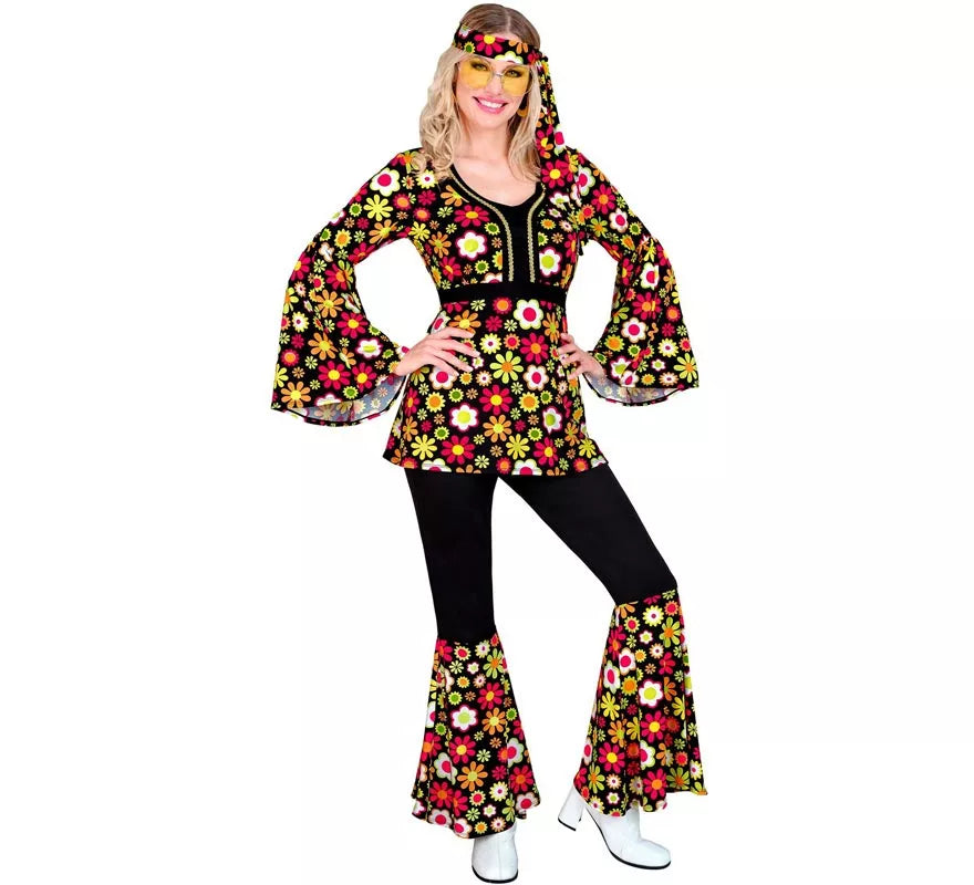 Disfraz de Hippie años 60 oscura para mujer