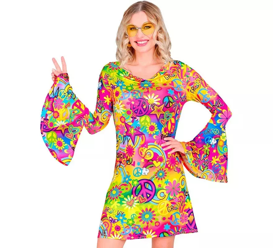 Translation missing: es.Disfraz de Hippie años 60 Paz y Amor para mujer