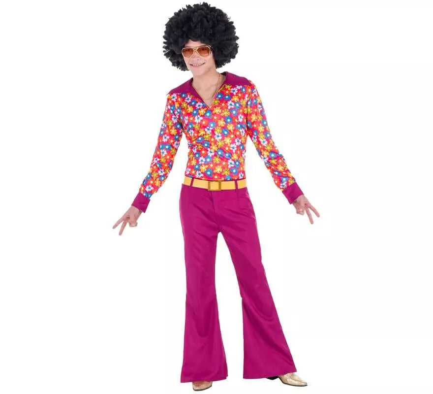 Translation missing: es.Disfraz de Hippie Años 70 con Flores para hombre