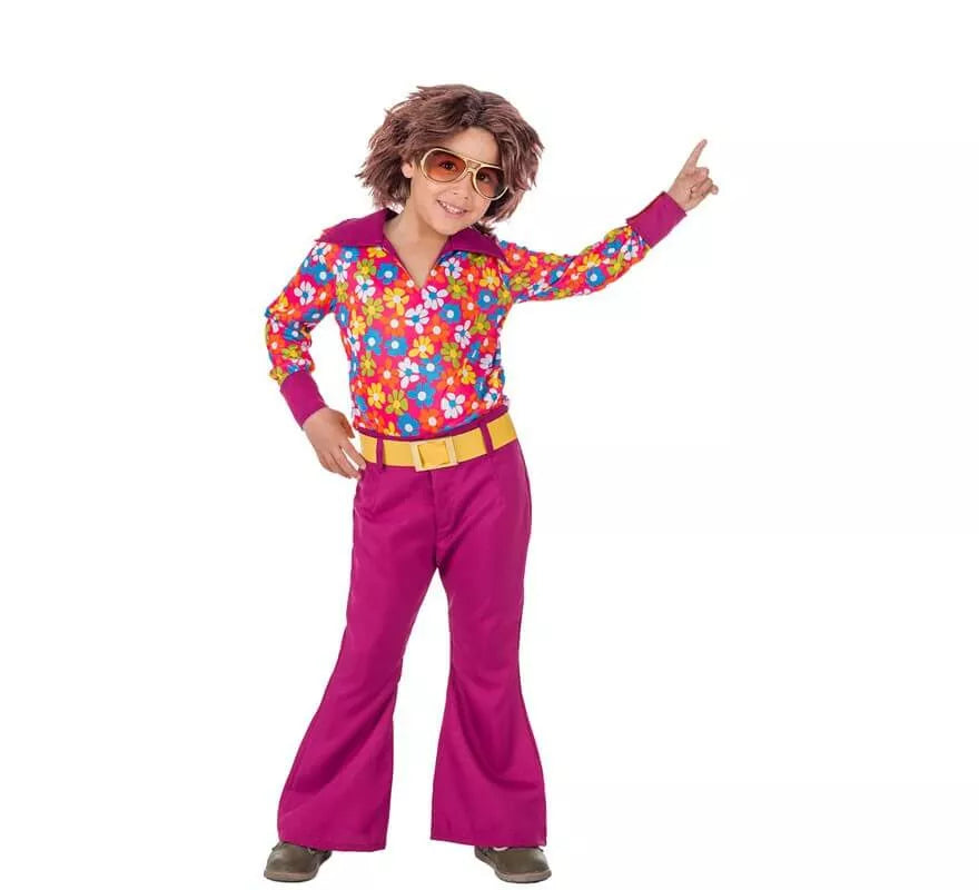 Translation missing: es.Disfraz de Hippie Años 70 con Flores para niño