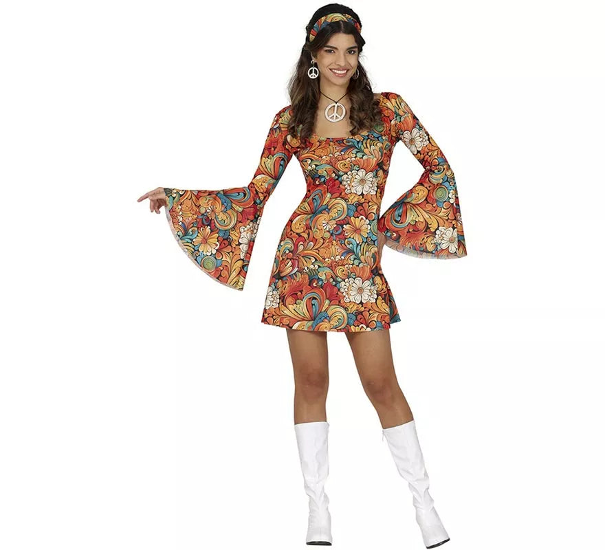 Translation missing: it.Disfraz de Hippie Años 70 floral para mujer