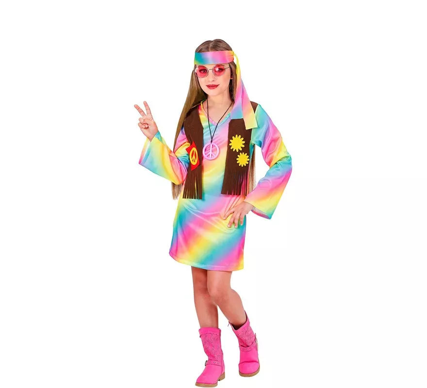 Translation missing: it.Disfraz de Hippie Arcoíris para niña y adolescente