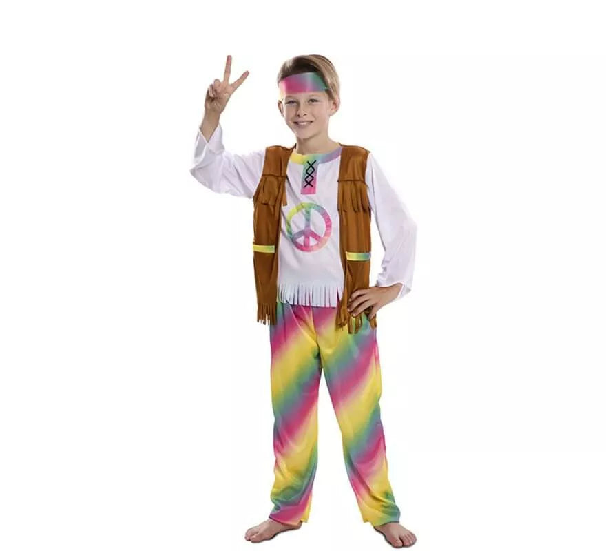 Translation missing: es.Disfraz de Hippie Arcoíris para niño