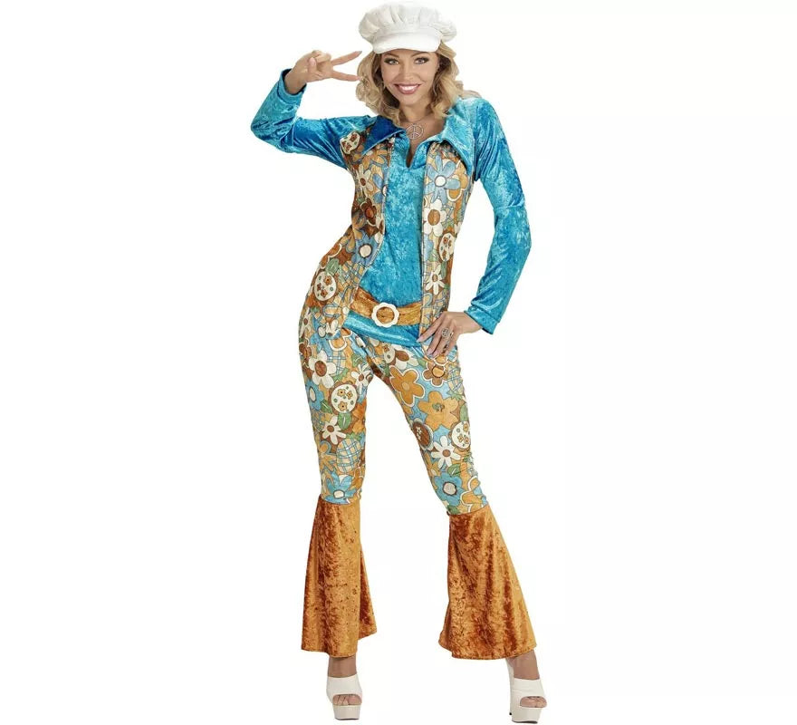 Translation missing: it.Disfraz de Hippie azul de terciopelo para mujer
