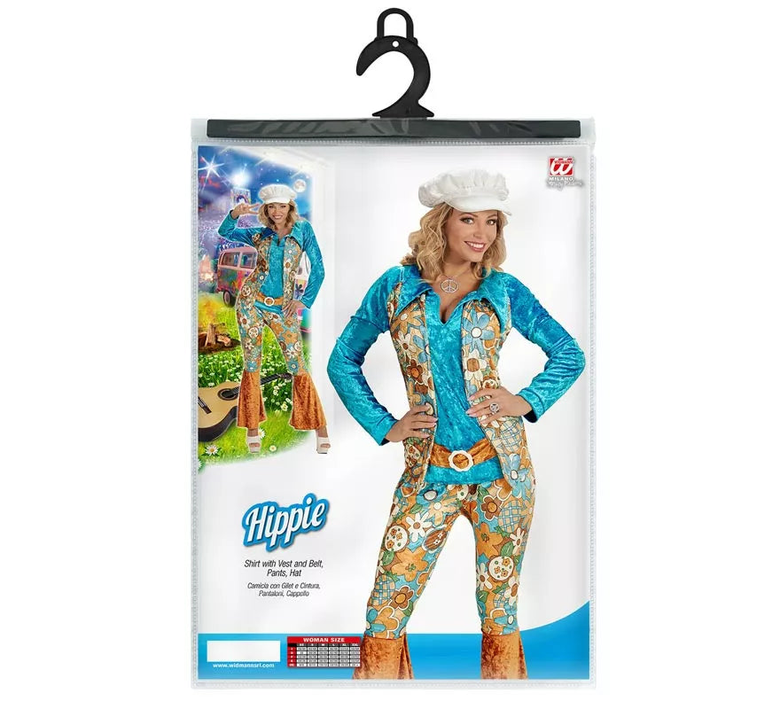 Translation missing: it.Disfraz de Hippie azul de terciopelo para mujer
