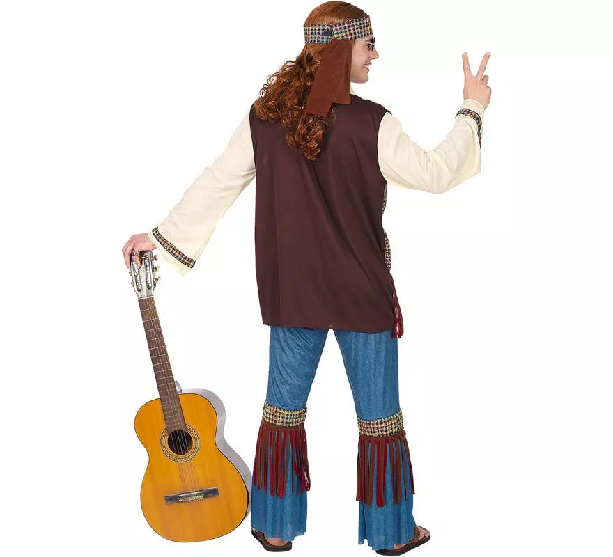 Translation missing: es.Disfraz de Hippie beige para hombre