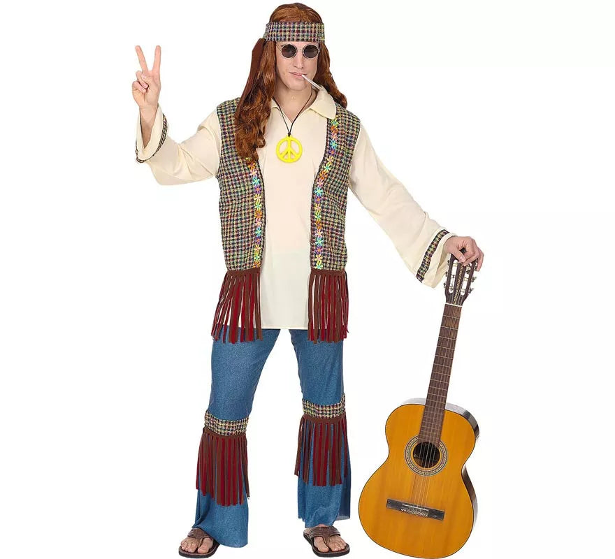 Translation missing: es.Disfraz de Hippie beige para hombre