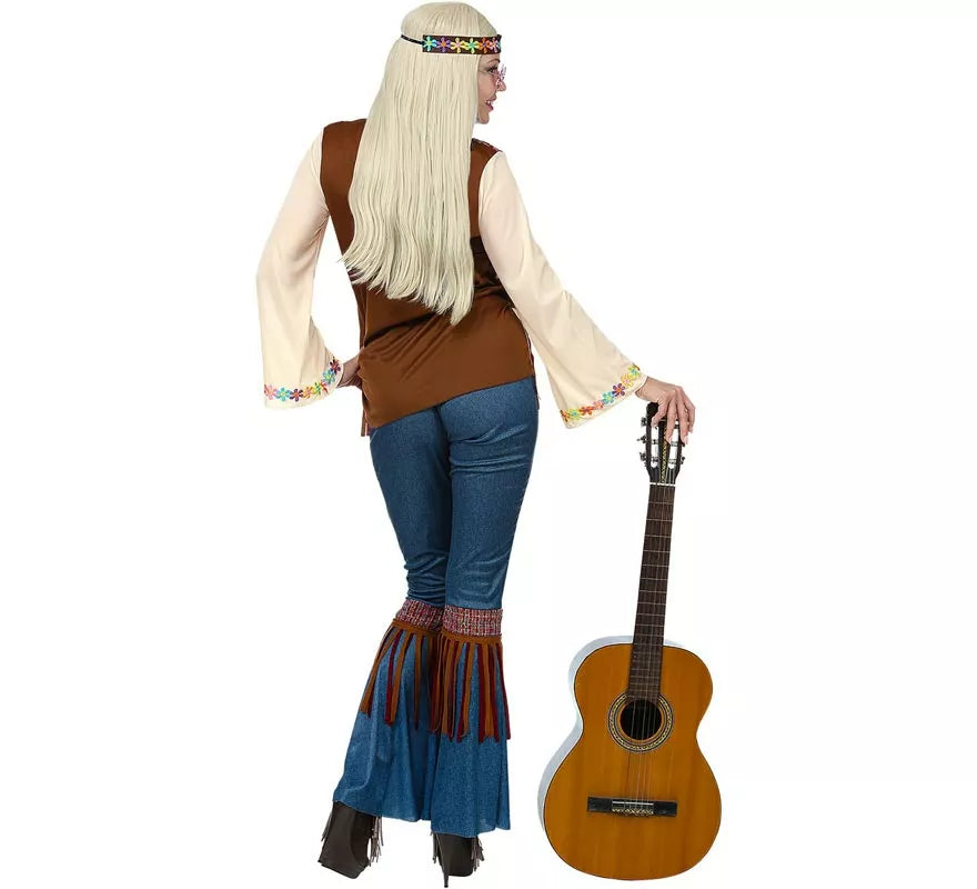 Disfraz de Hippie beige para mujer