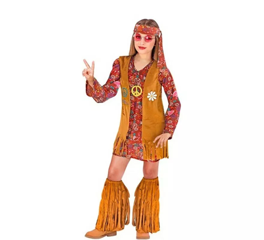 Translation missing: it.Disfraz de Hippie Chaleco marrón para niña y adolescente