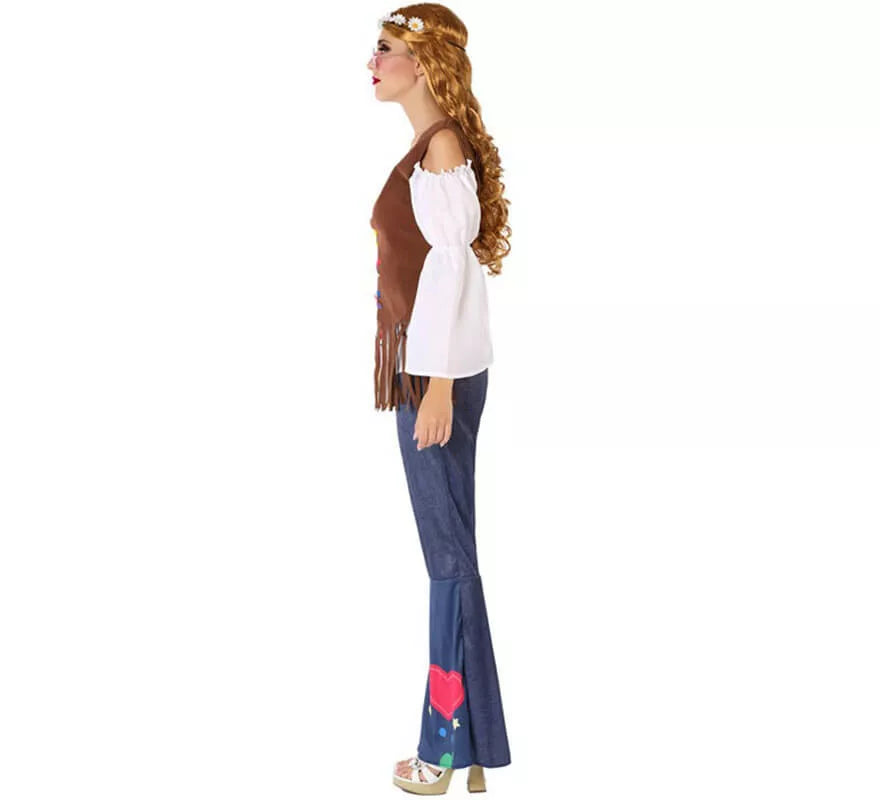 Disfraz de Hippie con Chaleco para mujer