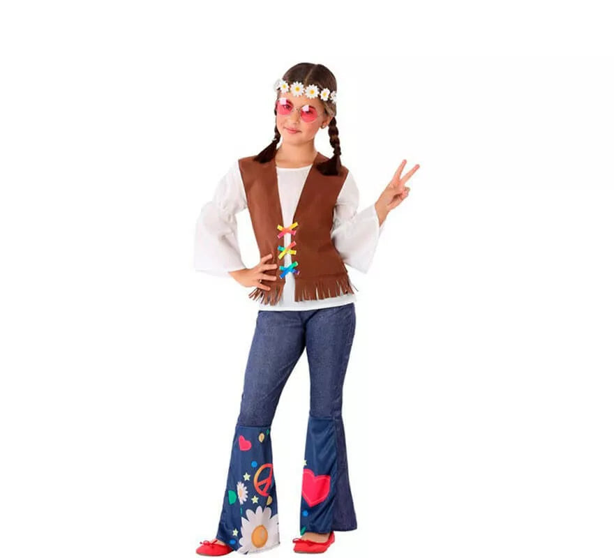 Translation missing: it.Disfraz de Hippie con Chaleco para niña