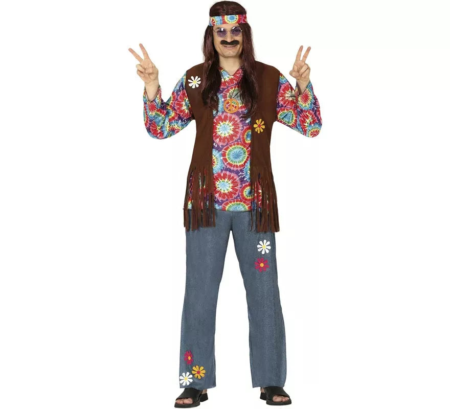 Disfraz de Hippie con Flores para hombre